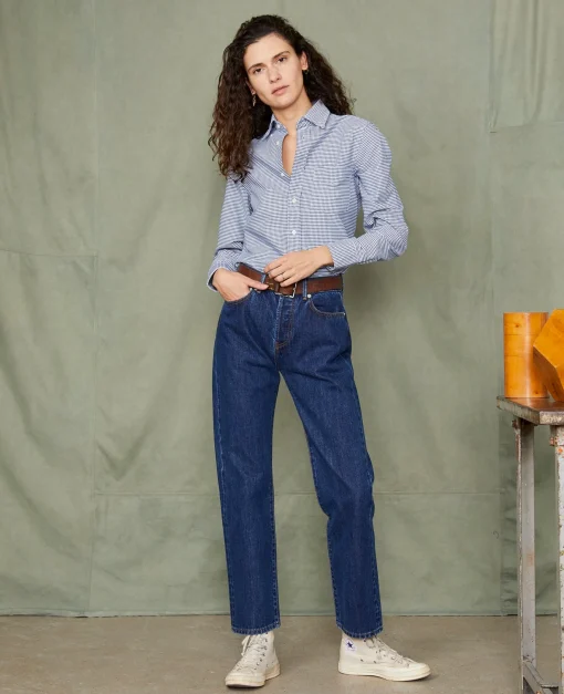Chemise new button down oxford de coton vichy navy