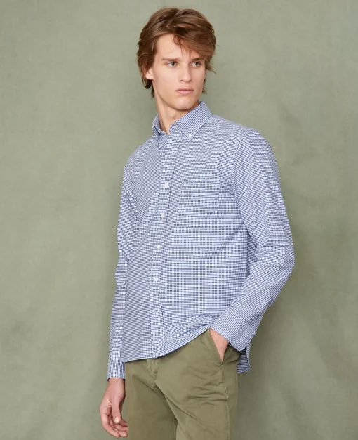 Chemise new button down oxford de coton vichy navy
