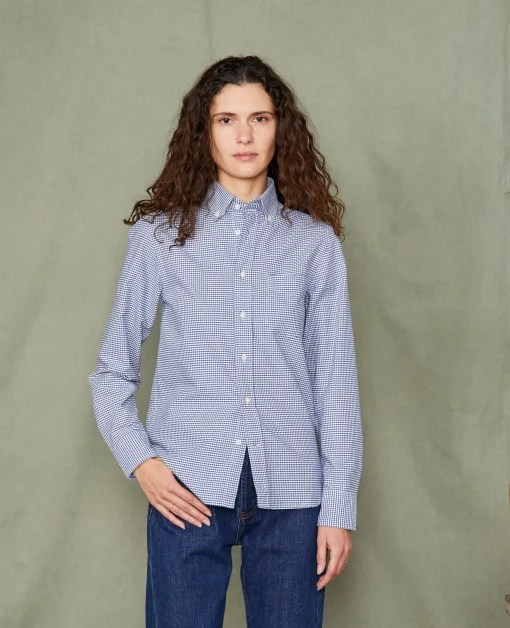 Chemise new button down oxford de coton vichy navy