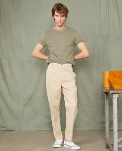 Chino a taille elastique coton italien organique