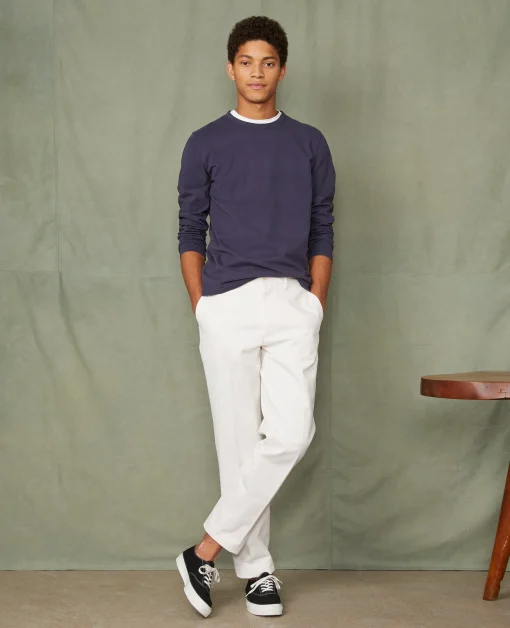 Chino plain front coton italien organique