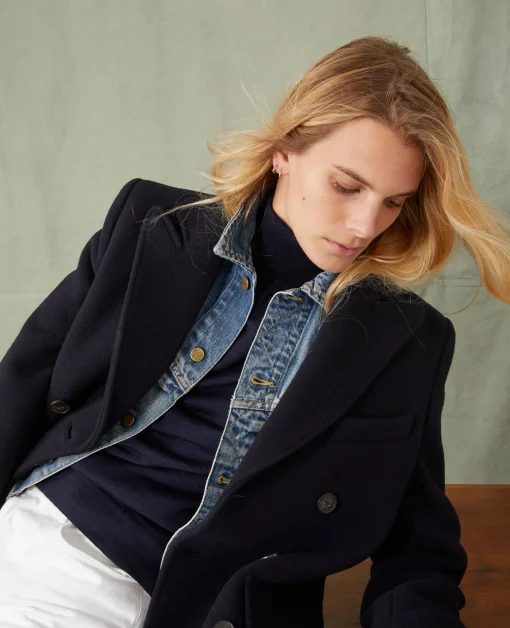 Manteau croisé laine feutrée