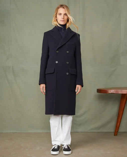 Manteau croisé laine feutrée