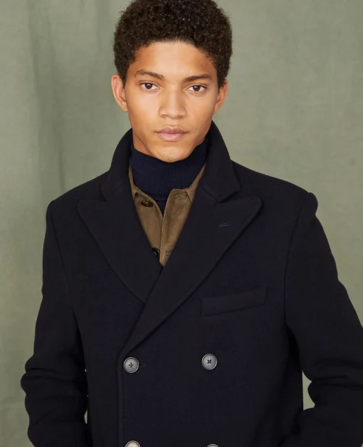 Manteau croisé laine feutrée