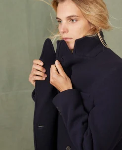 Manteau croisé laine feutrée