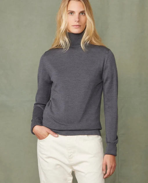 Pull col roulé laine merinos italienne